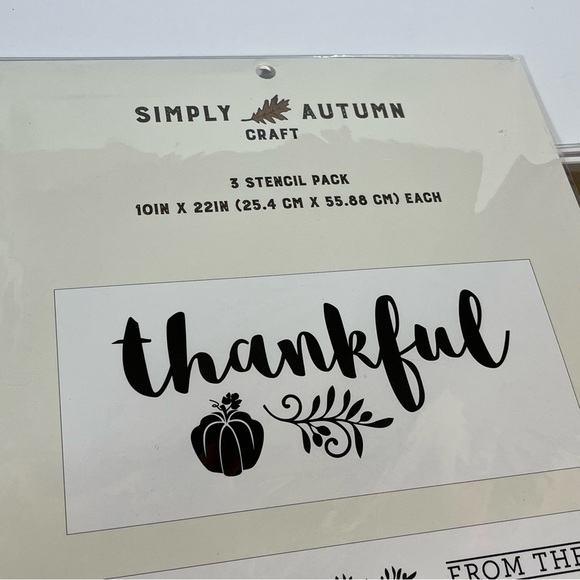 Simply Autumn Craft Stencil Designs Fall Pack 10”x22” 3 Designs Gather Thankful - Picture 6 of 7
